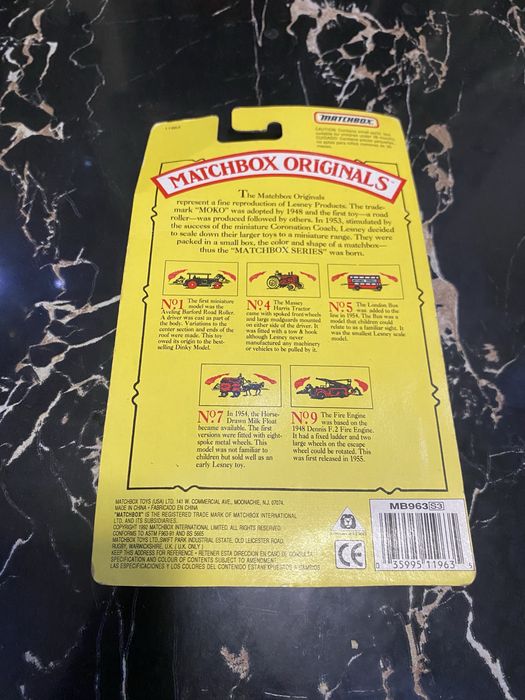 Модель пожарной машинки Matchbox Authentic MOKO N9