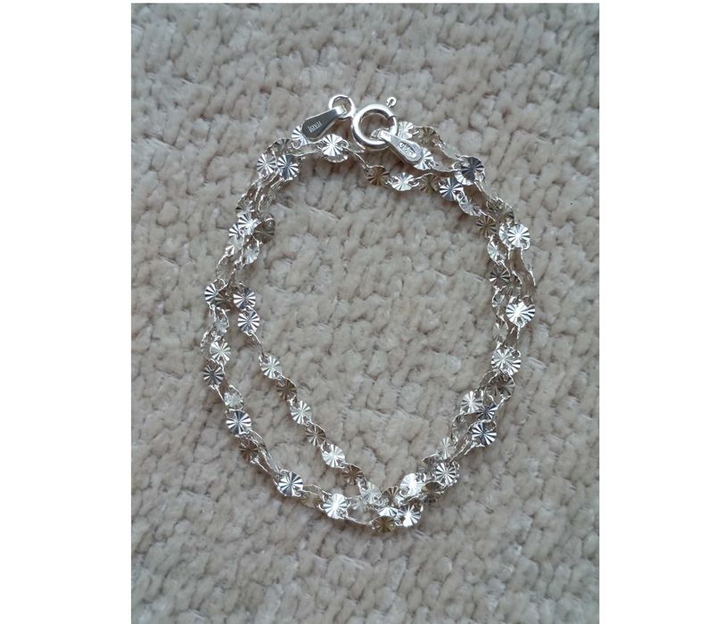 Srebrny naszyjnik łańcuszek 40 cm diamentowany 1,6 g Srebro 925