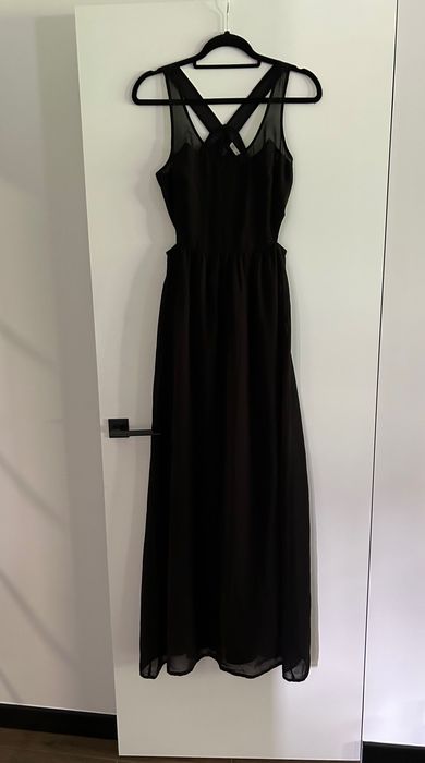 Zara czarna elegancka długa maxi sukienka rozmiar S
