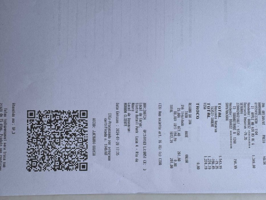 Macbook air de 13P com chip M3 2024/07 igual a novo(rebaixa de preço)