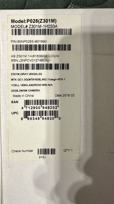Планшет Asus ZenPad 10 2/32GB Wi-Fi P028 (Z301M)