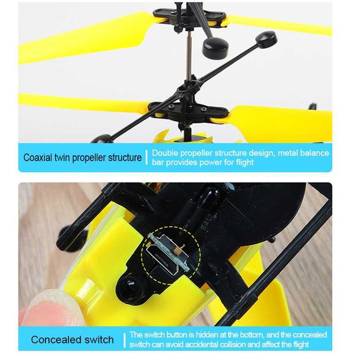 Helikopter RC, zdalnie sterowany, dwukanałowy, wbudowany akumulator,