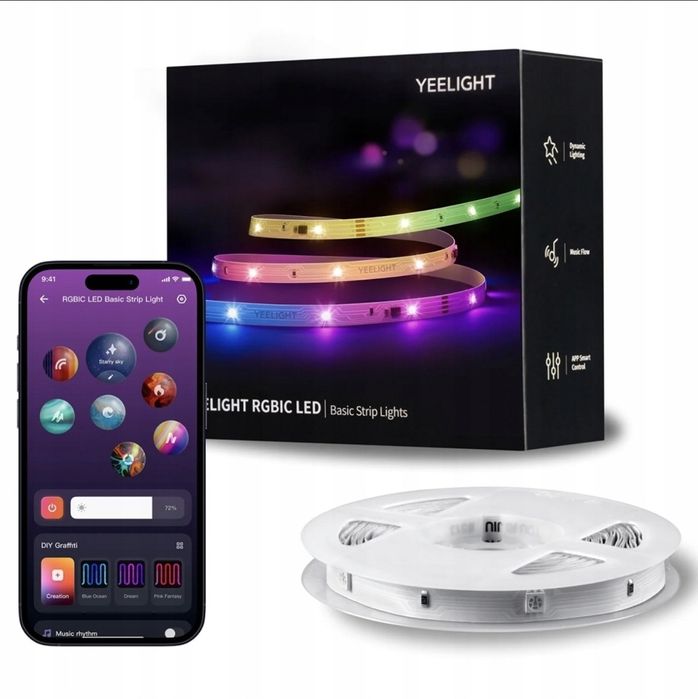 Taśma LED RGB 230V 12m Pasek Smart Yeelight Aplikacja Bluetooth