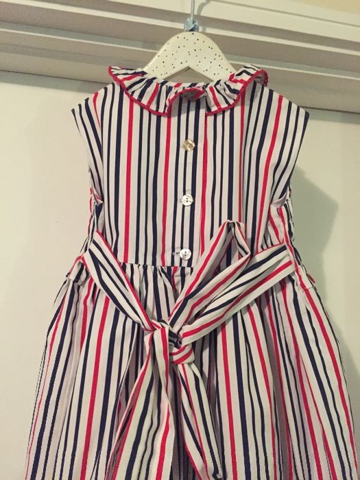 Vestido Papo D’Anjo T4 anos com favos riscas