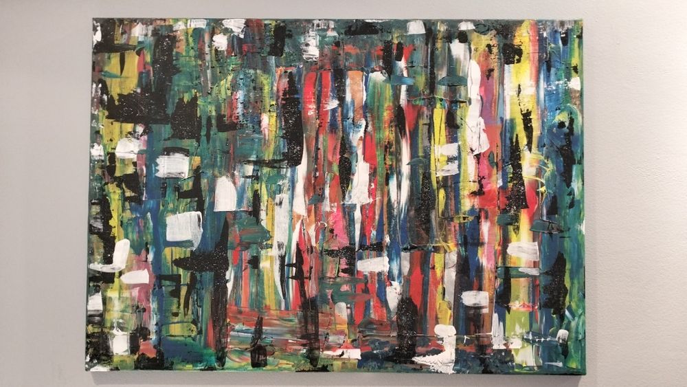Tela abstrata original em acrílico 50 por 70 cm