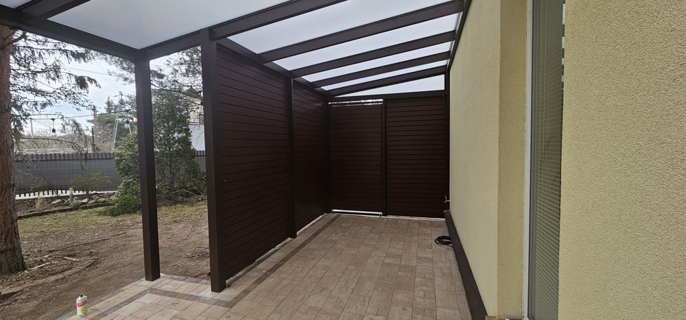 Pergola Aluminiowa Zadaszenie tarasu 6x3m ruchome ścianki, rolety