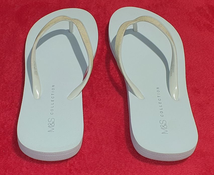 NOWE klapki japonki białoseledynowe Marks & Spencer, roz. 36 / 24 cm