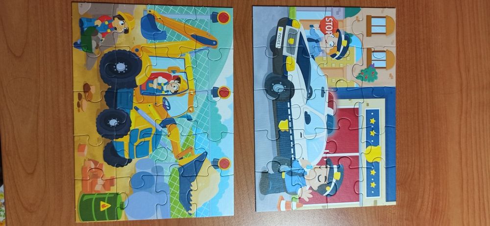 Zestaw 8 opakowań puzzli, Bob Budowniczy, koparka, auta