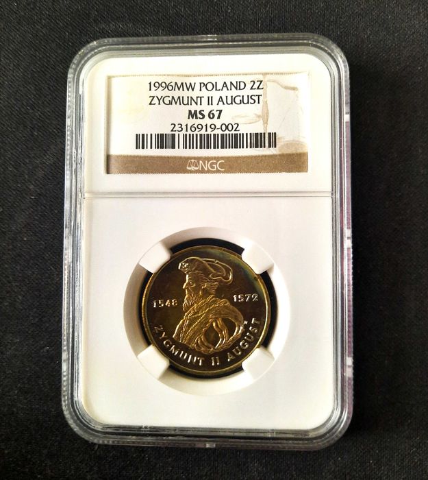 Moneta 2 zł 1996 Zygmunt II August grading od NGC MS 67 OKAZJA