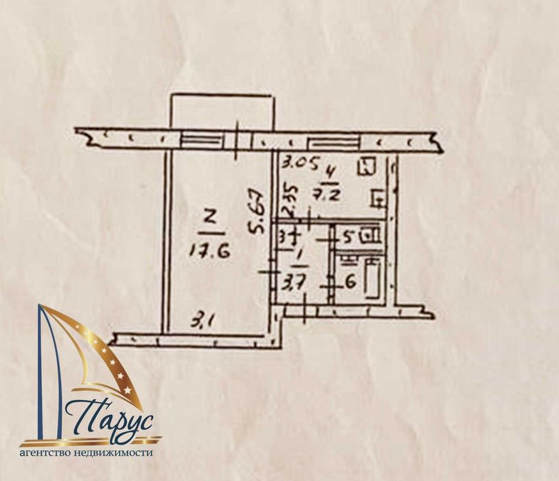 1-кімнатна  3-й Шевченківський 1/9 пов.