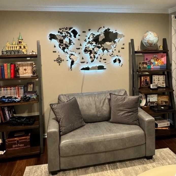 Мапа світу багатошарова з підсвіткою Карта мира с подсветкой декор