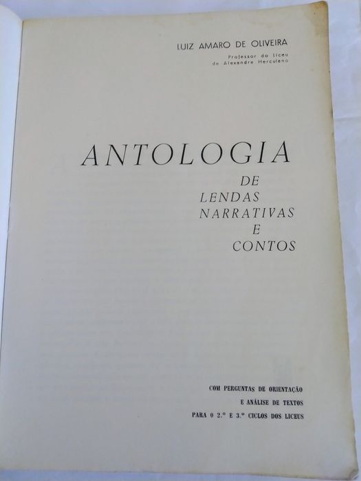 Antologia de lendas, narrativas e contos, do antigo 2° e 3° ciclos