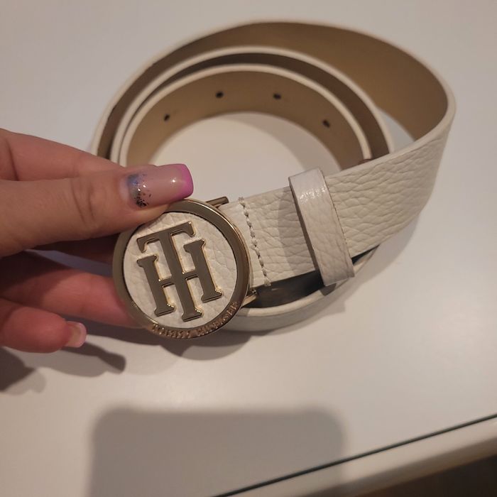 Pasek Tommy Hilfiger biały damski 85