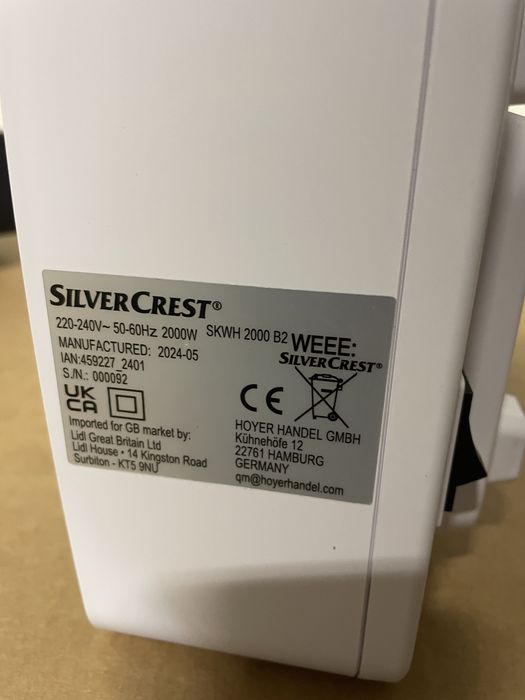 Настінний тепловентилятор  Дуйка Silver Crest