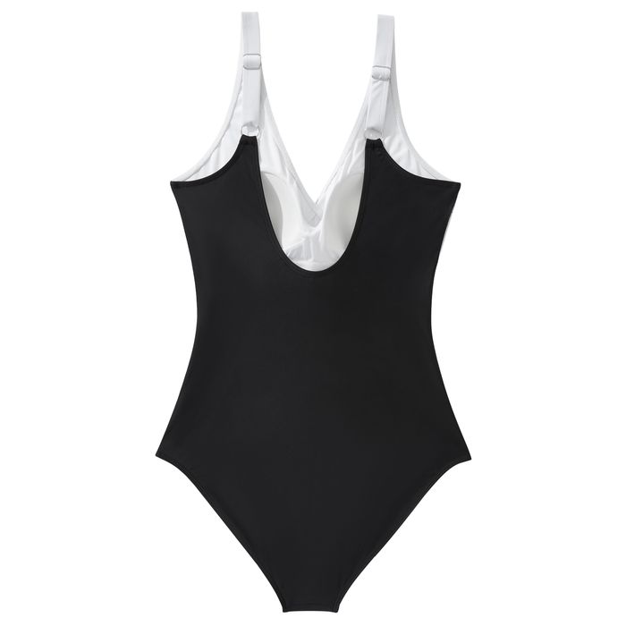 Jednoczęściowy strój kąpielowy V Neck Push Up, czarno-biały, L