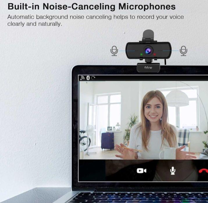 Веб Камера Fifine K420 для комп'ютера з мікрофоном і штативом триногою