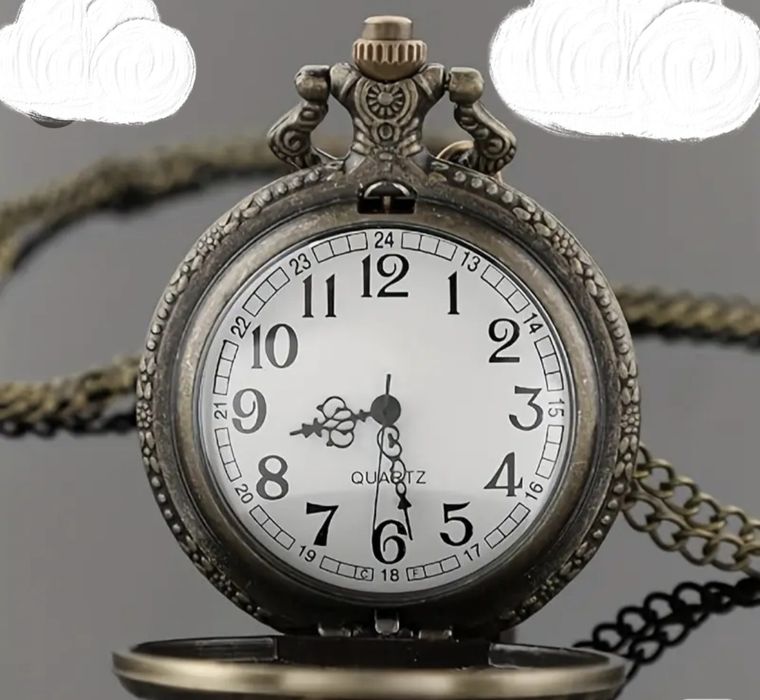 Relógio de bolso em metal,e visor em acrílico