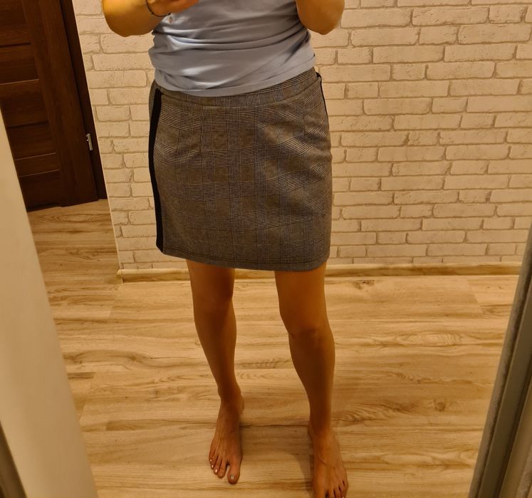 Spódnica mini jak nowa w kratkę szara M/L
