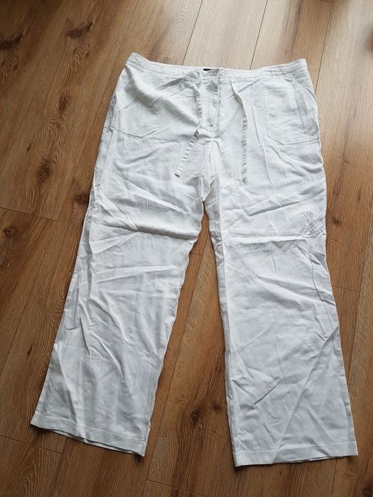 48 4XL Aniston Casual spodnie lniane viskoza szwedy białe lato