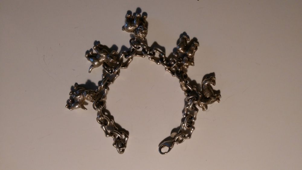 Bransoleta Tiffany&Co. , srebrna 925 , z miniaturami psów. Zamienię