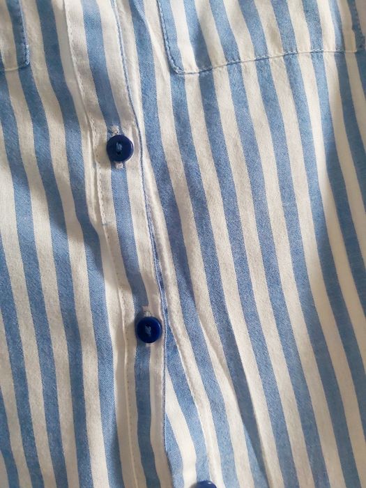 ZARA*koszula biała w niebieskie pasy 100%bawełna przewiewna r. 116