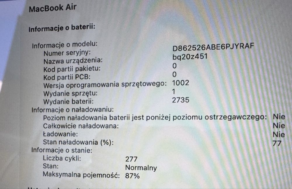 Laptop Macbook Air M1 8/256 - space gray - świetny stan!