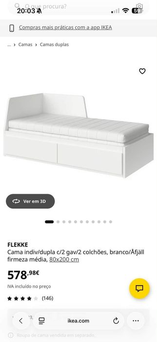 Vendo cama IKEA com 2 colchões em muito bom estado