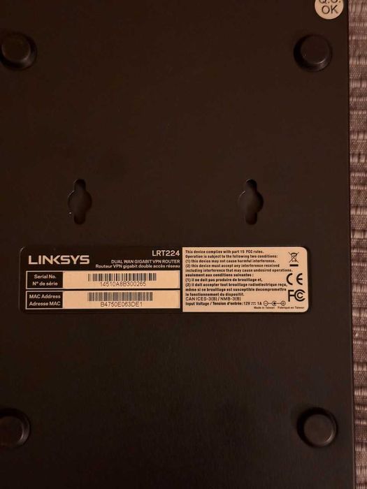 Linksys LRT224 Router Gigabit Dual WAN