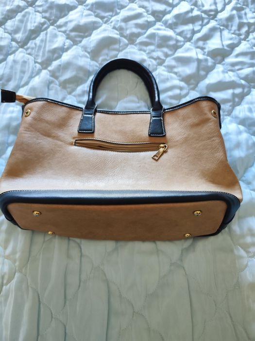 Bolsa tote bege e preto