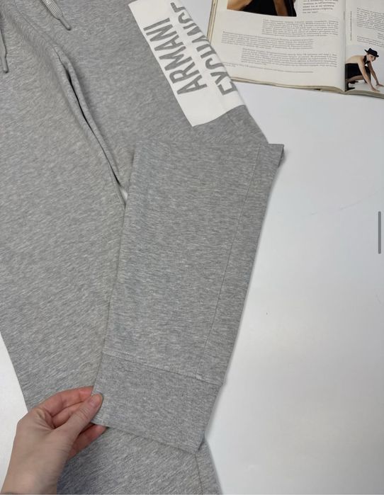 Штани сірі меланж Armani Exchange, спортивні сірі штани