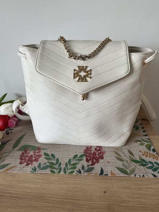 Wittchen biały plecak damski elegancki złote dodatki jak nowy