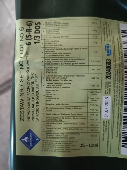 Racja żywnościowa 11 szt.