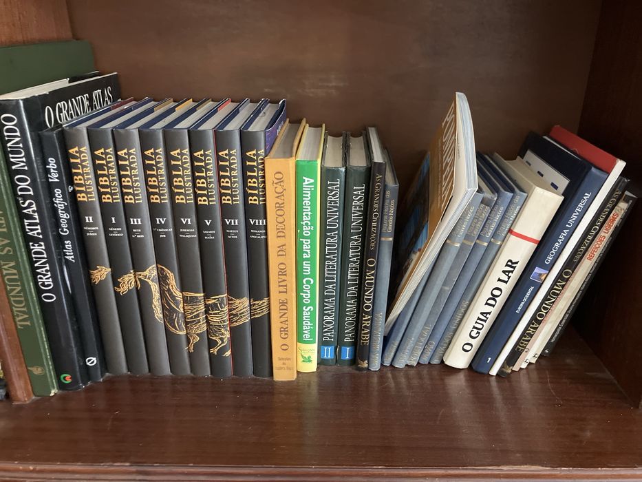 Conjunto de livros, dicionarios, enciclopedias