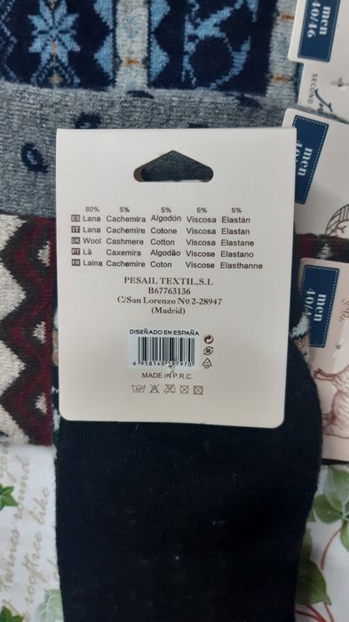 6 pares de meias novas de lã tamanho 40-46