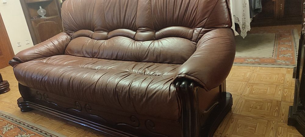 Sofas em pele castanhos