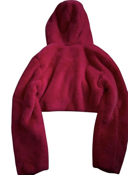 BERSKA eko futerko z kapturem S M 36 38 neon pink cyberpunk goth NOWE