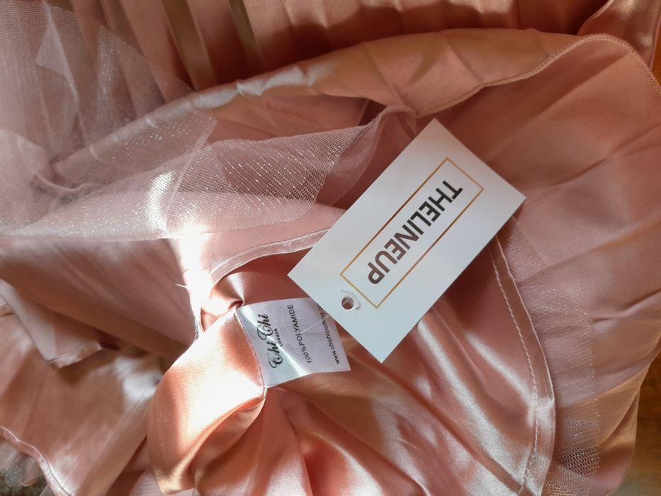 Suknia plisowana morelowa 36 ChiChi London z metkami.