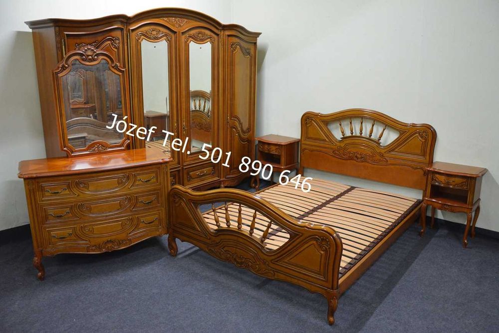 Piękna Sypialnia Dębowa / Meble / Łóżko / Szafa Komoda Szafki Nocne