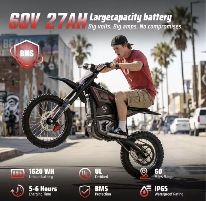 Mota elétrica E-Bike 95 km de autonomia e 8,2 cv