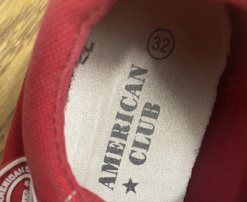 Czerwone trampki dziecięce na rzepy American Club 32