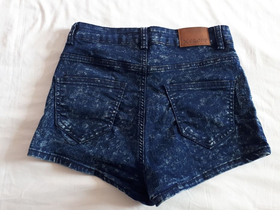 CROPP M spodenki jeans z wysokim stanem marmurki