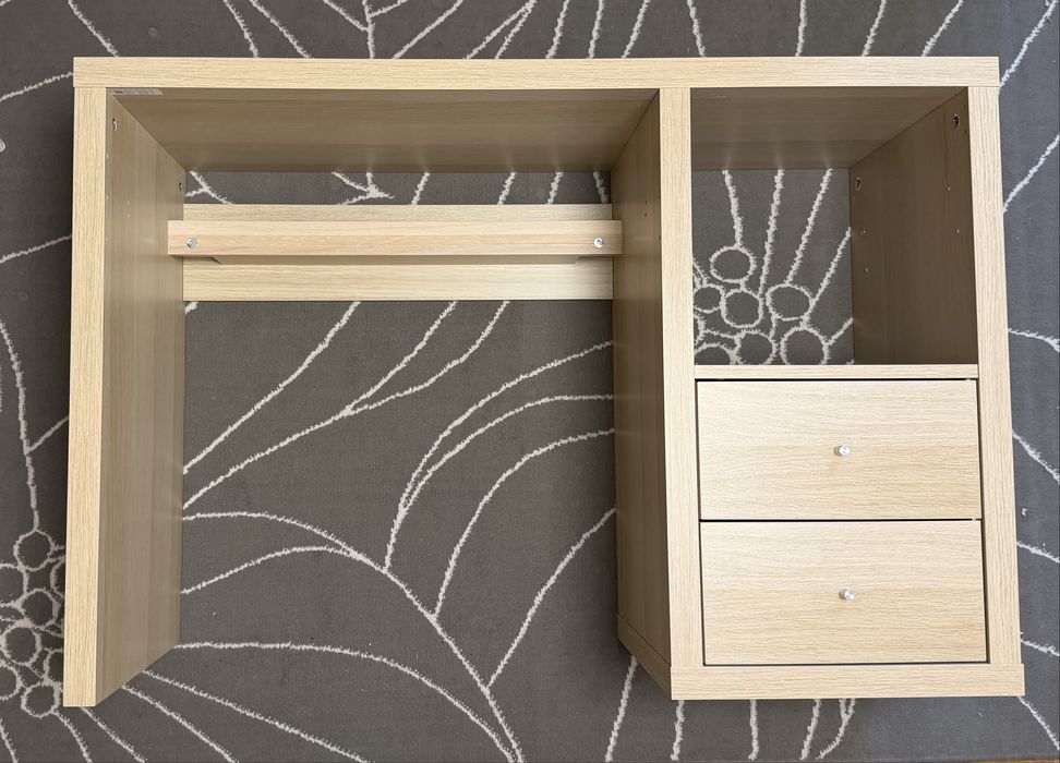 Biurko IKEA Kallax + wklad 2x szuflada dąb bejcowany na biało