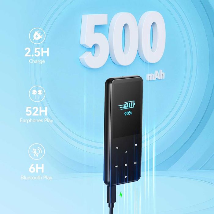 MP3 плеєр AGPTEK M3PL, Bluetooth 5.3, 2.4” TFT екран, 64 ГБ