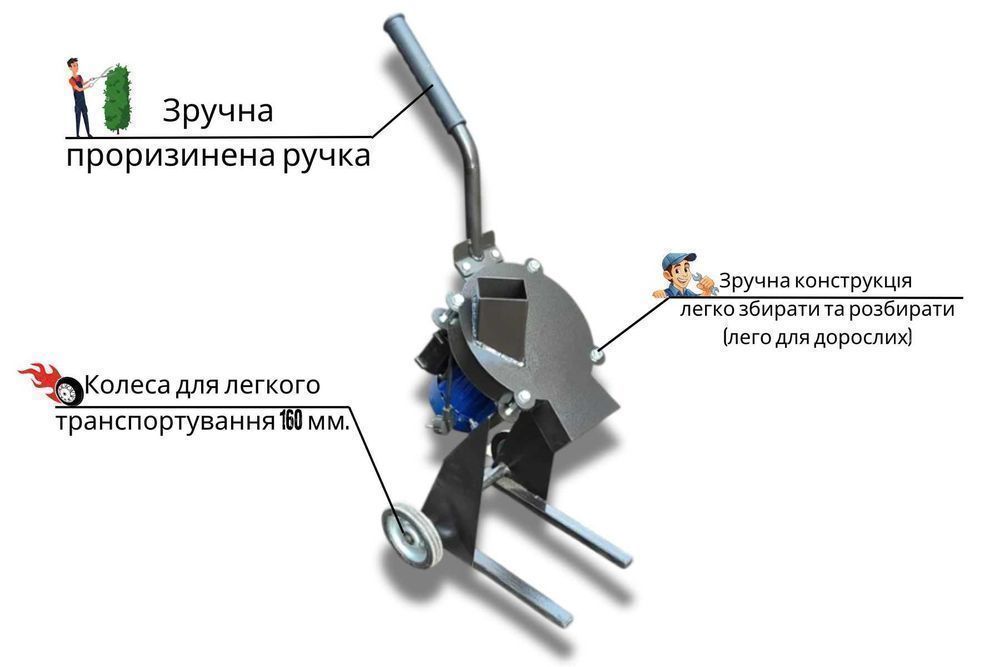 Ціна виробника! Подрібнювач гілок, щепоріз, садовий подрібнювач 220 В