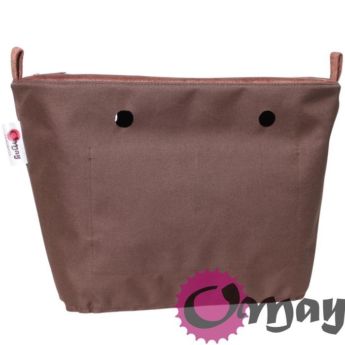 Czekoladowy organizer do OBAG MINI welur brązowy 2 kieszenie OMAY