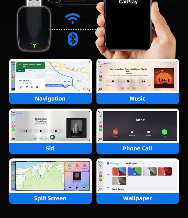 USB car play/ Android auto адаптер для безпровідного підключення