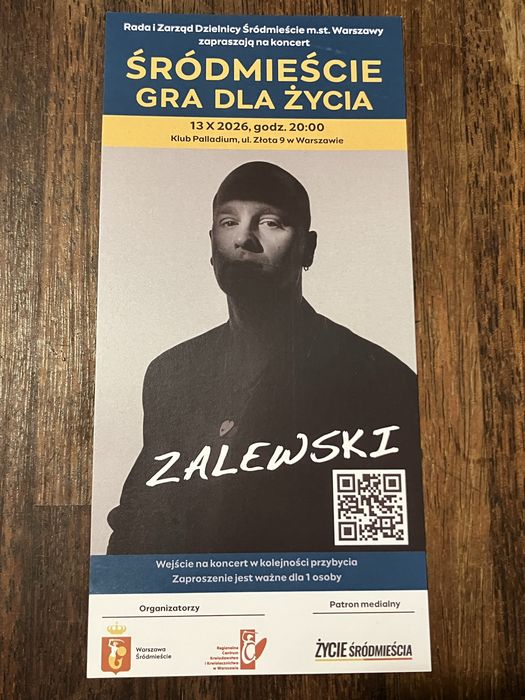 Krzysztof Zalewski- 13.10 2 szt. bilet Warszawa 2026