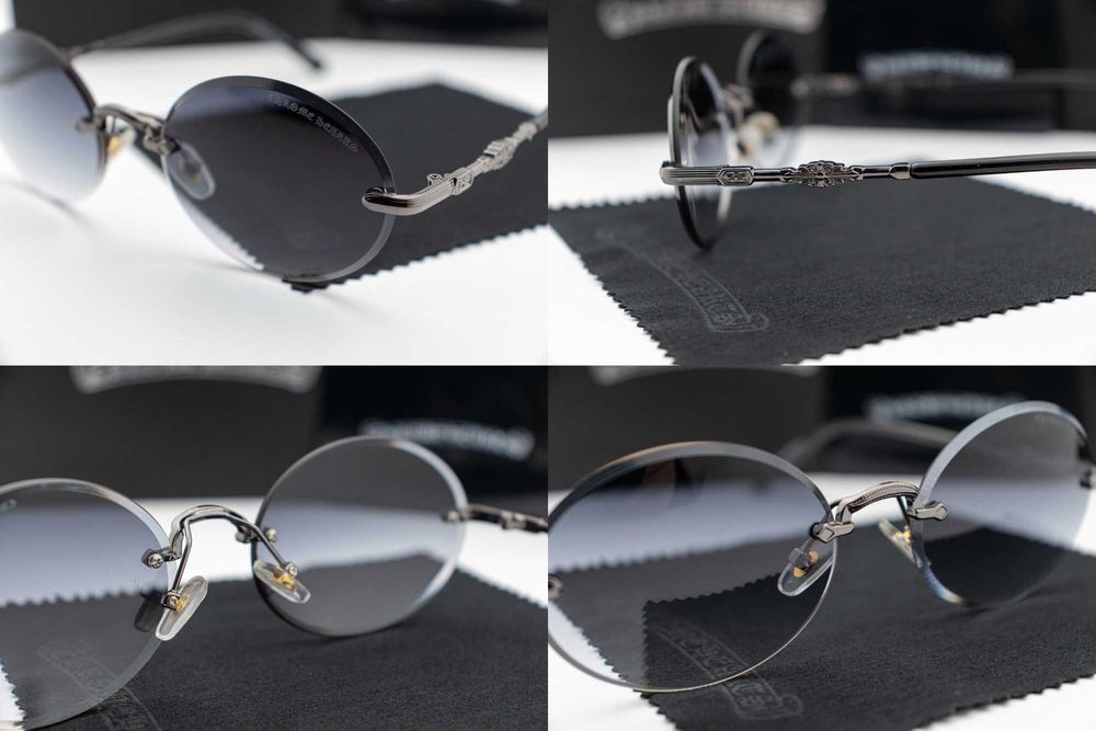 Сонцезахисні окуляри Chrome Hearts NEW 2026 | UV400 | безоправні | овальна лінза | футляр в комплекті | металева оправа
