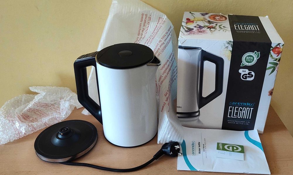 Czajnik elektryczny z wyświetlaczem Arendo Elegant 2200W, 1,5 l, biały