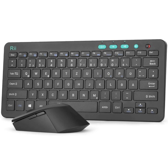 Rii Zestaw Klawiatura I Mysz Bezprzewodowa QWERTZ Czarna Do PC Laptop